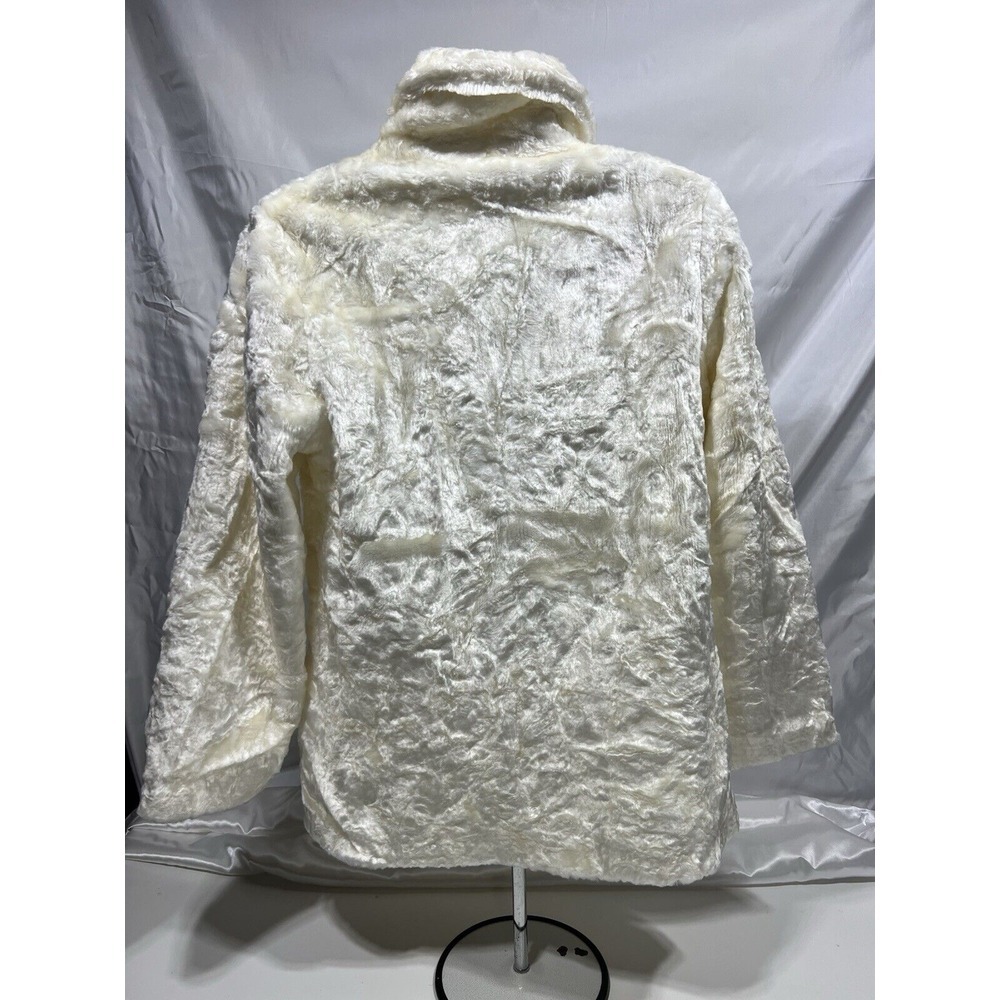 Pacific Rose Cream Faux Fur‎ with Buttons Women's Jacket Small - Picture 2 of 11